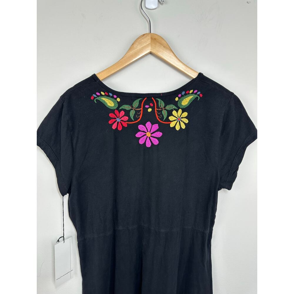 Johnny Was JWLA Black Floral and Bird Embroidered Cotton Tunic Dress Size XL NWT - Picture 7 of 11